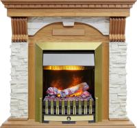 Каминокомплект Dublin - Дуб / Сланец белый с очагом Danville Antique Brass FB2