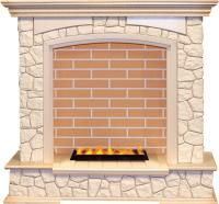 Каминокомплект Preston - Слоновая кость с патиной / Кирпич с очагом Cassette 400 LNH-INT PS (без дров)