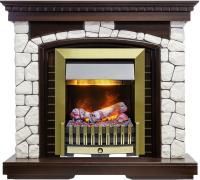 Каминокомплект Glasgow - Темный дуб / Белый с очагом Danville Antique Brass FB2