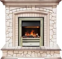 Каминокомплект Preston - Белый/Слоновая кость с патиной с очагом Cavendish