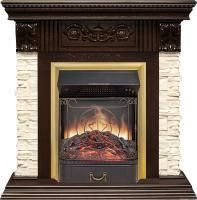 Каминокомплект Luxemburg (каменный) - Сланец/Темный дуб с очагом Majestic FX M Brass