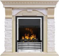 Каминокомплект Dublin - Слоновая кость с патиной / Сланец крем с очагом Flagstaff