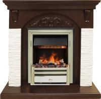 Каминокомплект Bern Сланец мелкий белый / Темный дуб с очагом Cavendish