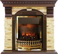 Каминокомплект Dublin угловой - Темный дуб / Сланец с очагом Atherton