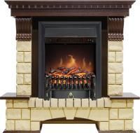 Каминокомплект Pierre Luxe - Темный дуб / Шампань с очагом Fobos FX Black