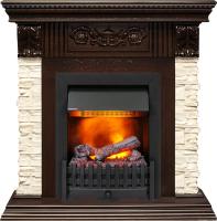 Каминокомплект Luxemburg (каменный) - Сланец/Темный дуб с очагом Danville Black FB2