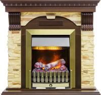 Каминокомплект Dublin угловой - Темный дуб / Сланец с очагом Danville Antique Brass FB2