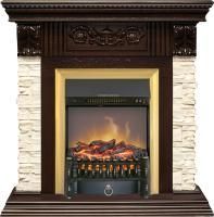 Каминокомплект Luxemburg (каменный) - Сланец/Темный дуб с очагом Fobos FX M Brass