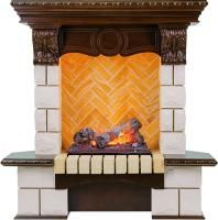 Каминокомплект Pierre Luxe угловой - Темный дуб / Шампань (Высота 975мм) с очагом Cassette 400 NH