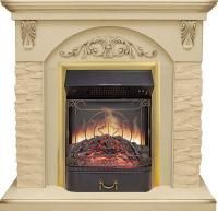 Каминокомплект Bern Сланец крупный бежевый / Алебастр темная патина с очагом Majestic FX M Brass