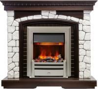 Каминокомплект Glasgow - Темный дуб / Белый с очагом Chesford