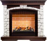 Каминокомплект Glasgow - Темный дуб/Белый (Высота 1080 мм) с очагом Cassette 600 LNH-INT (с дровами)