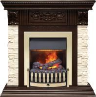 Каминокомплект Luxemburg (каменный) - Сланец/Темный дуб с очагом Danville Brass FB2