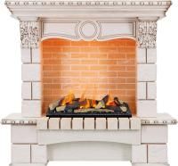 Каминокомплект Pierre Luxe угловой - Слоновая кость / Шампань с очагом Cassette 600 LNH-INT (с дровами)