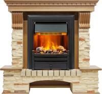 Каминокомплект Pierre Luxe - Дуб / Сланец с очагом Brookline Black
