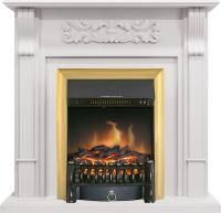 Каминокомплект Venice - Фактурный белый с очагом Fobos FX Brass