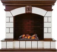 Каминокомплект Tower - Темный дуб / Белый с очагом Cassette 600 NH