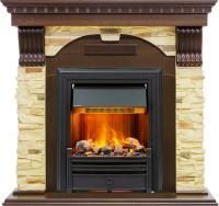Каминокомплект Dublin угловой - Темный дуб / Сланец с очагом Brookline Black