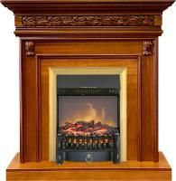 Каминокомплект Valletta - Орех с очагом Fobos FX M Brass