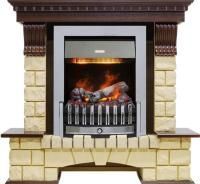 Каминокомплект Pierre Luxe - Темный дуб / Шампань (Высота 1050мм) с очагом Danville Chrome FB2