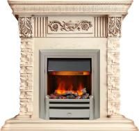 Каминокомплект Luxemburg (каменный) - Сланец/Cлоновая кость с патиной с очагом Chesford