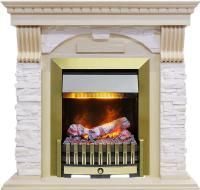 Каминокомплект Dublin - Слоновая кость с патиной / Сланец крем с очагом Danville Antique Brass FB2