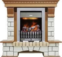 Каминокомплект Pierre Luxe - Дуб / Белый (Высота 1020мм) с очагом Danville Chrome FB2