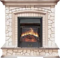 Каминокомплект Preston - Белый/Слоновая кость с патиной с очагом Majestic FX Black