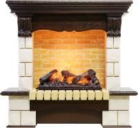 Каминокомплект Pierre Luxe угловой - Темный дуб / Шампань (Высота 1035мм) с очагом Cassette 600 NH