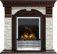 Каминокомплект Dublin - Темный дуб / Сланец белый с очагом Flagstaff