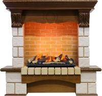 Каминокомплект Pierre Luxe - Дуб / Шампань (Высота 1035мм) с очагом Cassette 600 LNH-INT (с дровами)