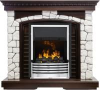Каминокомплект Glasgow - Темный дуб / Белый с очагом Flagstaff