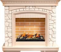 Каминокомплект Glasgow - Слоновая кость с патиной/Белый с очагом Cassette 600 LNH-INT (с дровами)