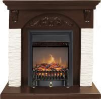 Каминокомплект Bern Сланец мелкий белый / Темный дуб с очагом Fobos FX M Black