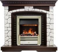 Каминокомплект Glasgow - Темный дуб / Белый с очагом Cavendish