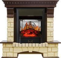 Каминокомплект Pierre Luxe - Темный дуб / Шампань с очагом Majestic FX M Black