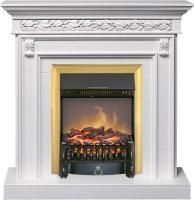 Каминокомплект Valletta - Белый (Ширина 1040 мм) с очагом Fobos FX M Brass