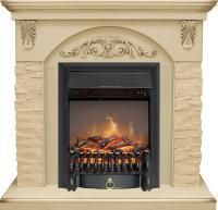 Каминокомплект Bern Сланец крупный бежевый / Алебастр темная патина с очагом Fobos FX M Black