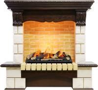 Каминокомплект Pierre Luxe угловой - Темный дуб / Шампань (Высота 1035мм) с очагом Cassette 600 LNH-INT (с дровами)