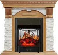 Каминокомплект Dublin - Дуб / Сланец белый с очагом Majestic FX M Black