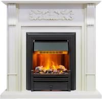 Каминокомплект Venice - Фактурный белый с очагом Brookline Black
