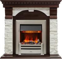 Каминокомплект Dublin - Темный дуб / Сланец белый с очагом Chesford