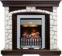 Каминокомплект Glasgow - Темный дуб / Белый с очагом Danville Chrome FB2