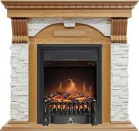 Каминокомплект Dublin - Дуб / Сланец белый с очагом Fobos FX Black