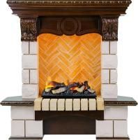 Каминокомплект Pierre Luxe - Темный дуб / Шампань (Высота 975мм) с очагом Cassette 400 LNH-INT (с дровами)