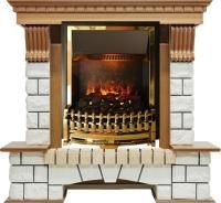 Каминокомплект Pierre Luxe - Дуб / Белый (Высота 1020мм) с очагом Atherton