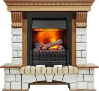Каминокомплект Pierre Luxe - Дуб / Белый (Высота 1020мм) с очагом Danville Black FB2