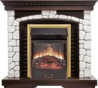 Каминокомплект Glasgow - Темный дуб / Белый с очагом Majestic FX M Brass